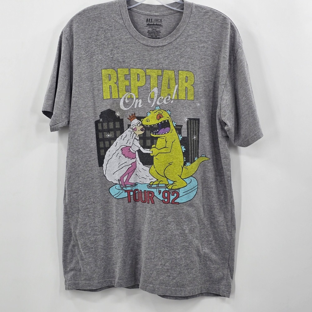 BoxLunch Rugrats Tshirt Mens Large Reptar On Ice Tour 92 Graphic Gray